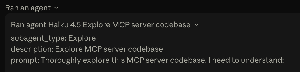 Ran agent Haiku 4.5 Explore MCP server codebase